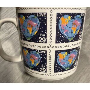 Vtg 90s USPS Papel Postage Stamp Love USA‎ 29 Cents Coffee Mug
